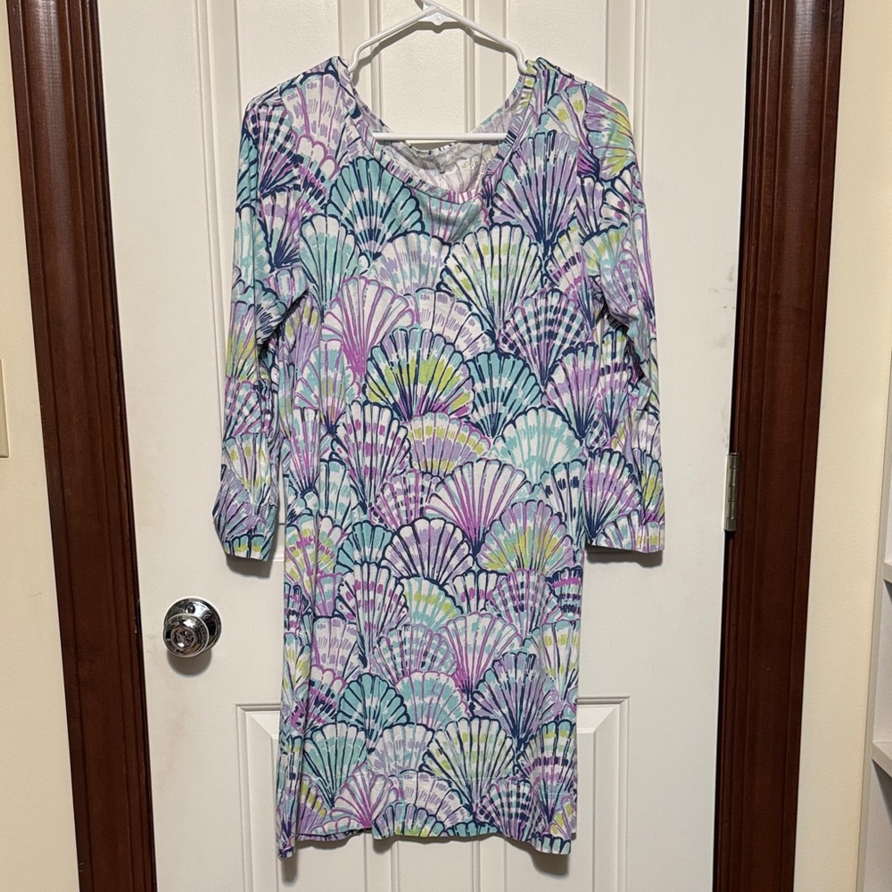 Lilly Pulitzer Pastel linden Shell Print Dress size L EUC